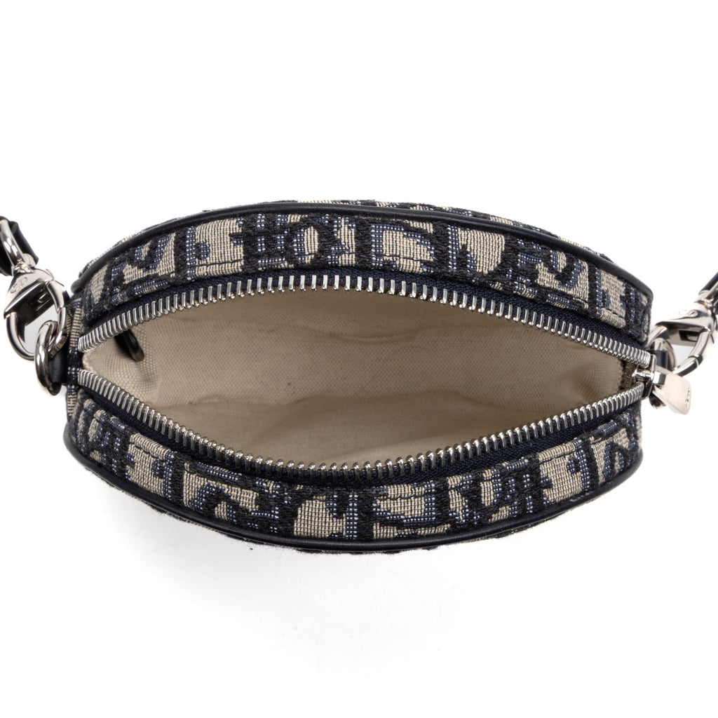 Shoulder Bag Baby Ball Crossbody Mini Navy Oblique Jacquard Canvas