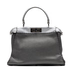Shoulder Bag Selleria Peekaboo Medium Grey Pebbled Calfskin Leather