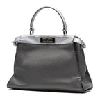 Shoulder Bag Selleria Peekaboo Medium Grey Pebbled Calfskin Leather