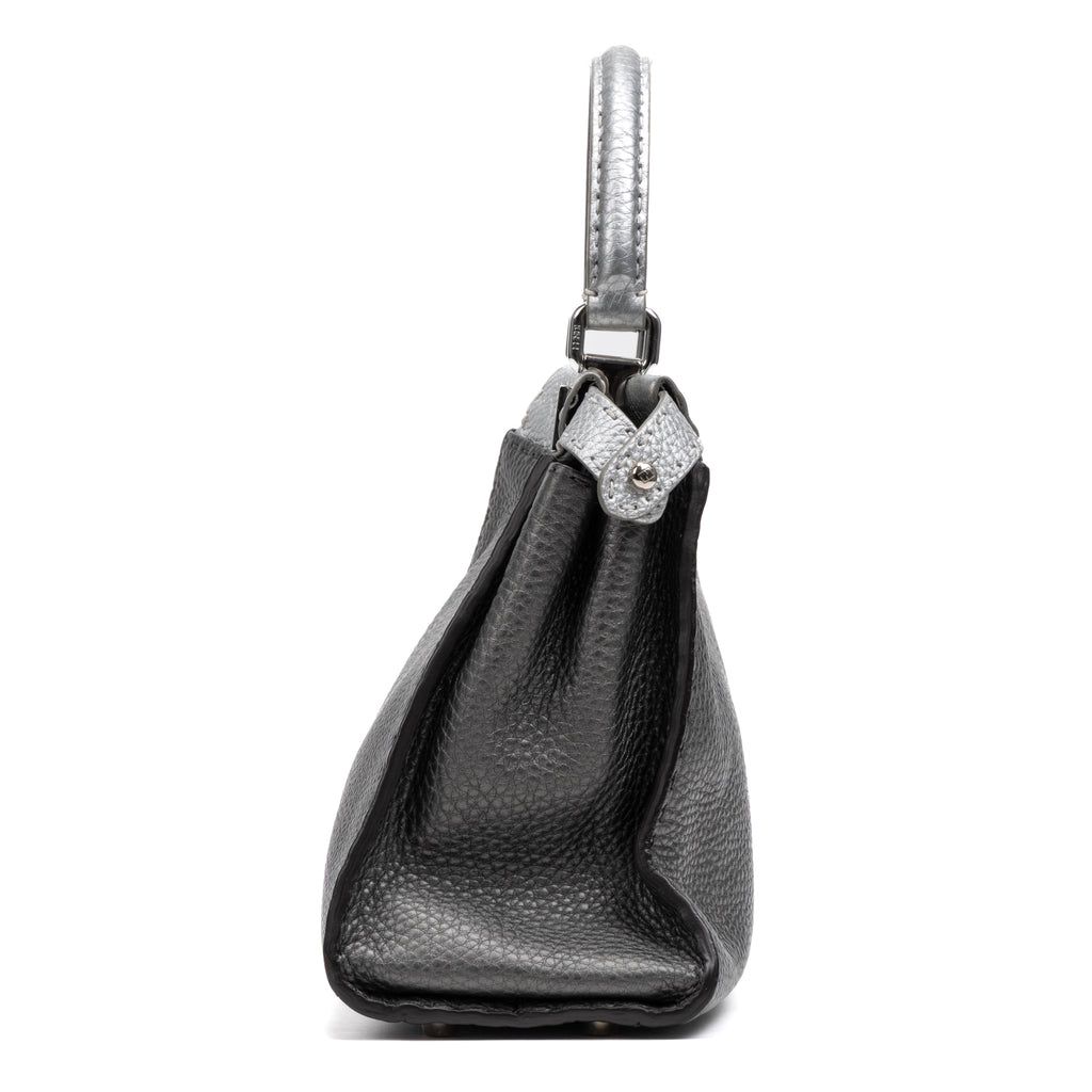 Shoulder Bag Selleria Peekaboo Medium Grey Pebbled Calfskin Leather