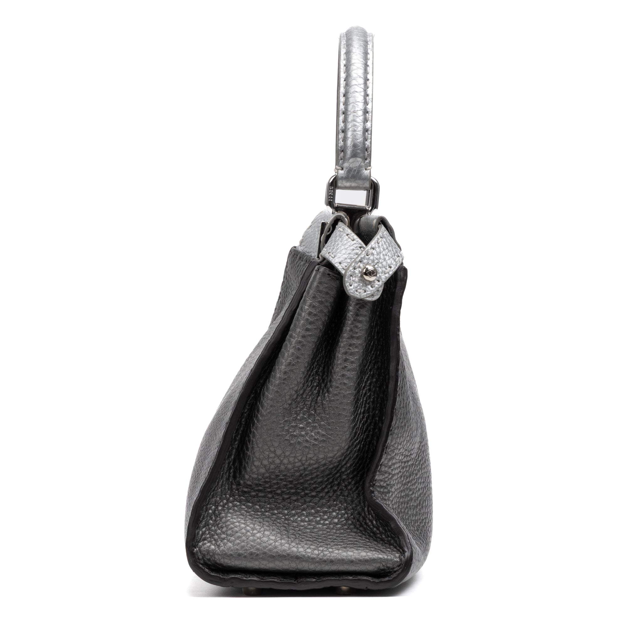 Shoulder Bag Selleria Peekaboo Medium Grey Pebbled Calfskin Leather