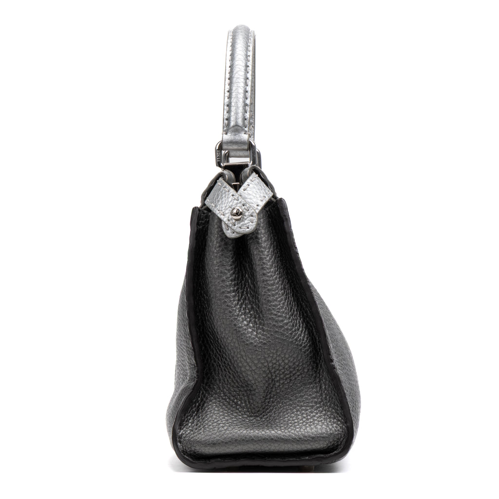 Shoulder Bag Selleria Peekaboo Medium Grey Pebbled Calfskin Leather