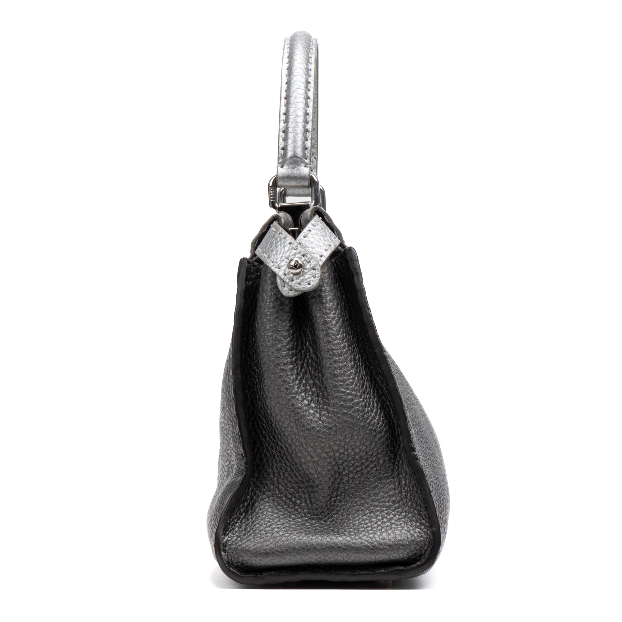 Shoulder Bag Selleria Peekaboo Medium Grey Pebbled Calfskin Leather