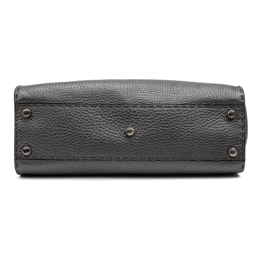 Shoulder Bag Selleria Peekaboo Medium Grey Pebbled Calfskin Leather