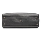 Shoulder Bag Selleria Peekaboo Medium Grey Pebbled Calfskin Leather