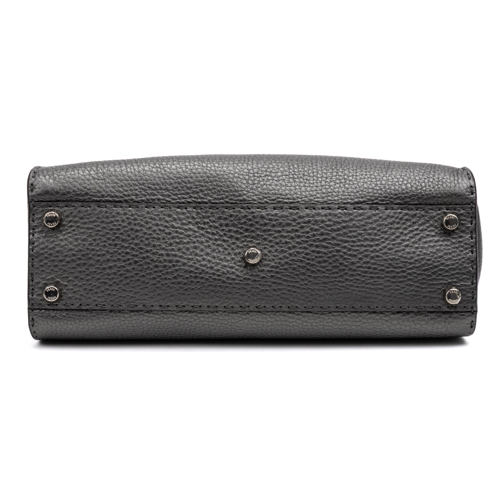 Shoulder Bag Selleria Peekaboo Medium Grey Pebbled Calfskin Leather