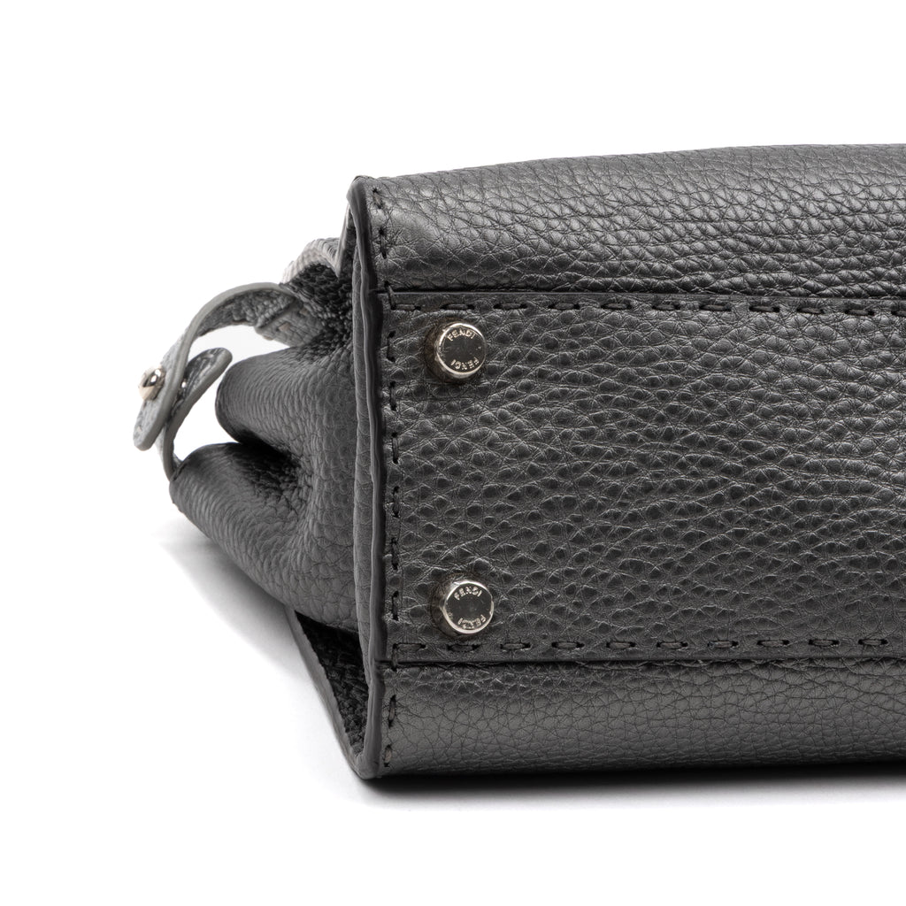 Shoulder Bag Selleria Peekaboo Medium Grey Pebbled Calfskin Leather
