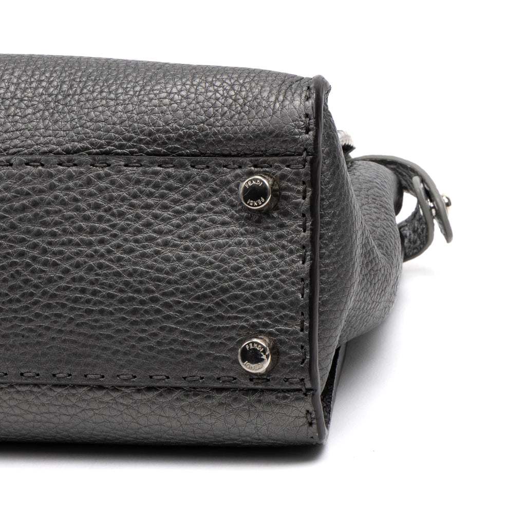 Shoulder Bag Selleria Peekaboo Medium Grey Pebbled Calfskin Leather
