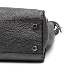 Shoulder Bag Selleria Peekaboo Medium Grey Pebbled Calfskin Leather