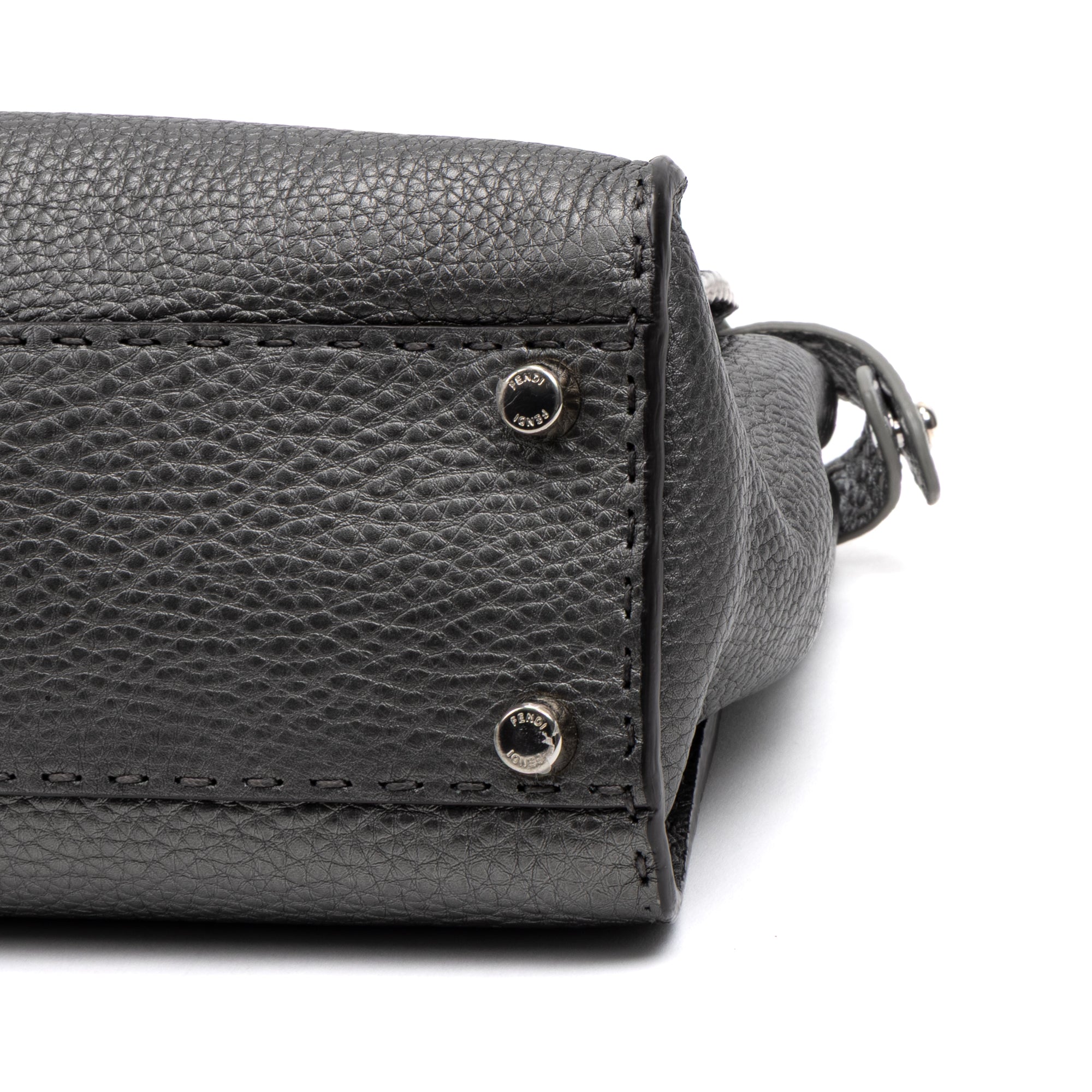 Shoulder Bag Selleria Peekaboo Medium Grey Pebbled Calfskin Leather
