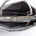 Shoulder Bag Selleria Peekaboo Medium Grey Pebbled Calfskin Leather