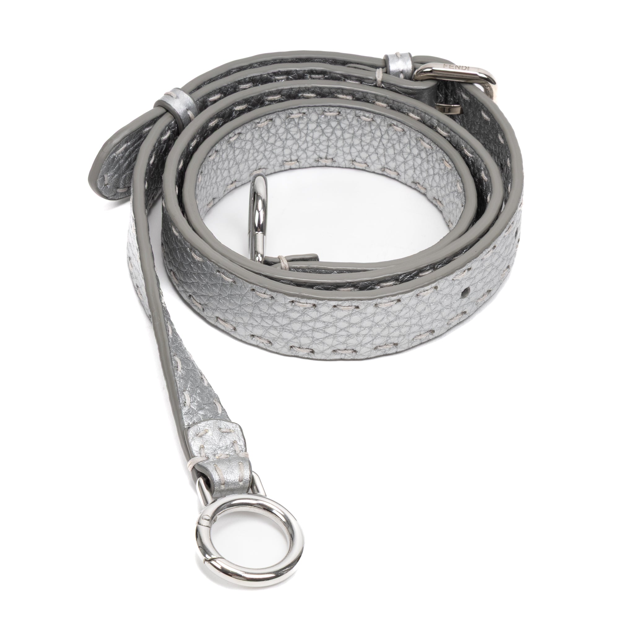 Shoulder Bag Selleria Peekaboo Medium Grey Pebbled Calfskin Leather