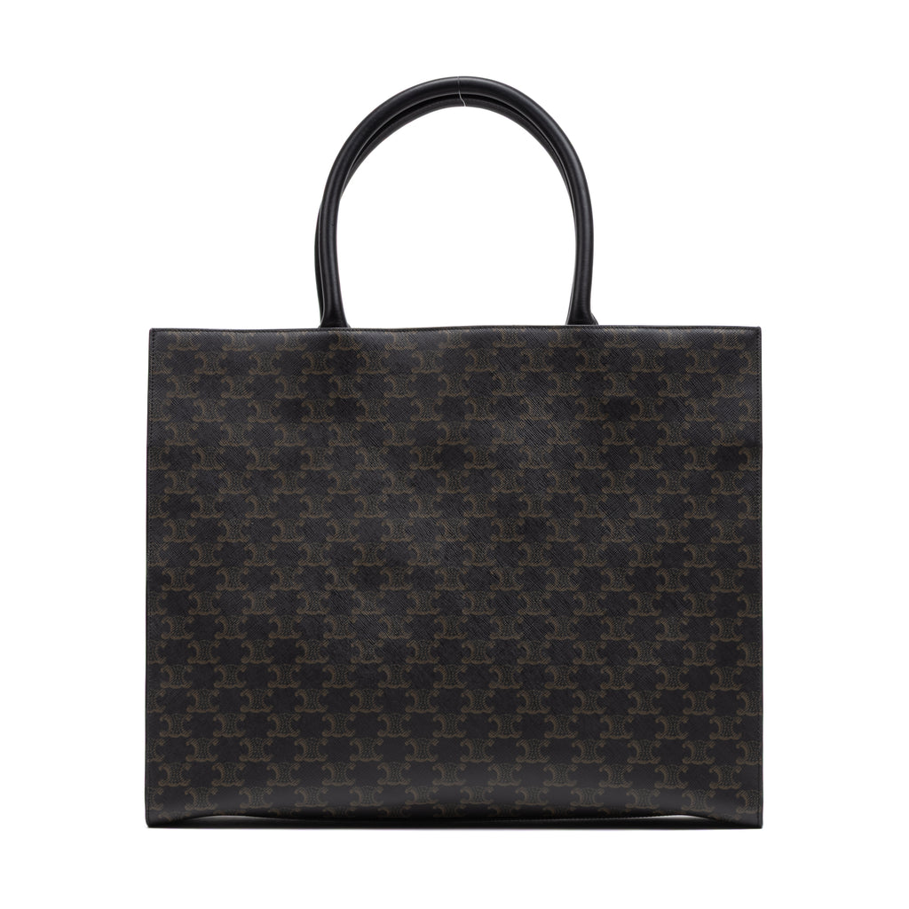 Shoulder Bag Horizontal Cabas Tote Large Brown Triomphe Coated Canvas