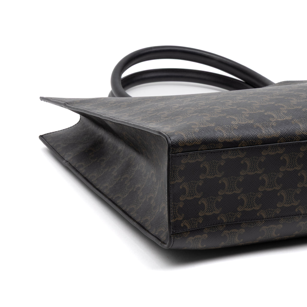 Shoulder Bag Horizontal Cabas Tote Large Brown Triomphe Coated Canvas