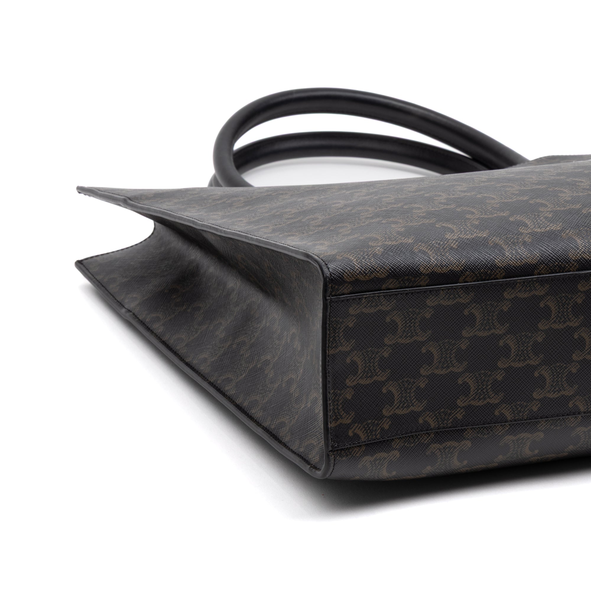 Shoulder Bag Horizontal Cabas Tote Large Brown Triomphe Coated Canvas