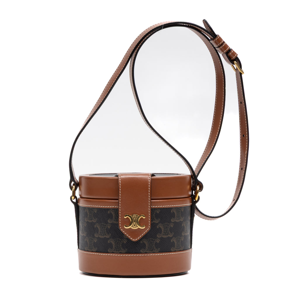 Shoulder Bag Triomphe Tambour Crossbody Small Brown Triomphe Coated Canvas