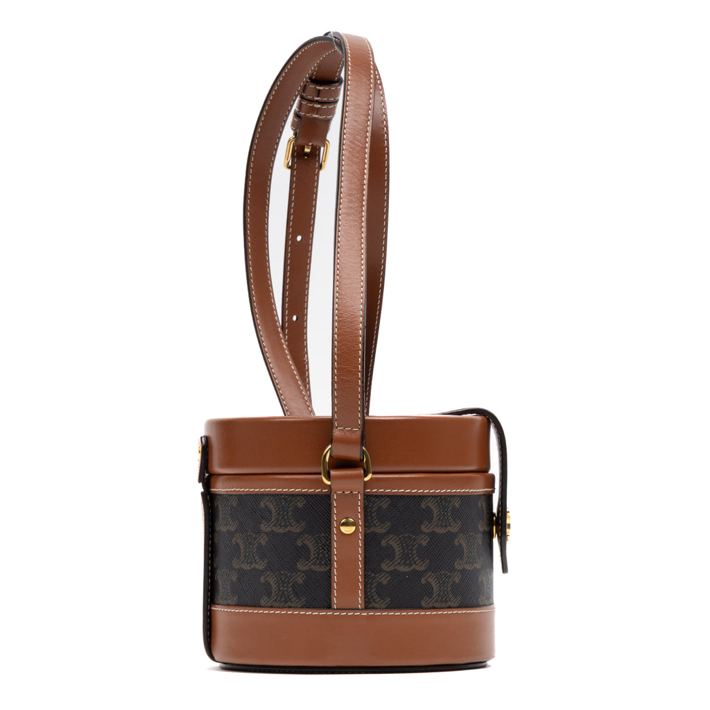 Shoulder Bag Triomphe Tambour Crossbody Small Brown Triomphe Coated Canvas