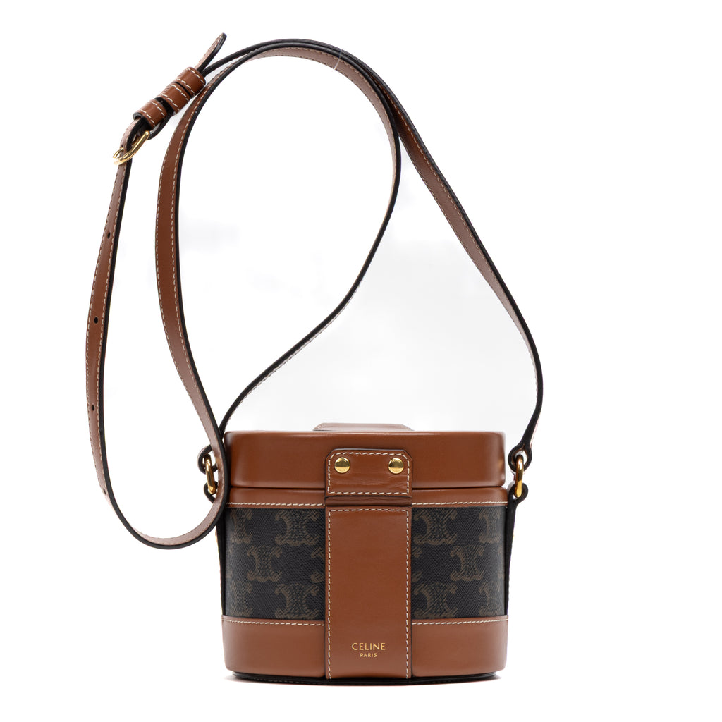 Shoulder Bag Triomphe Tambour Crossbody Small Brown Triomphe Coated Canvas