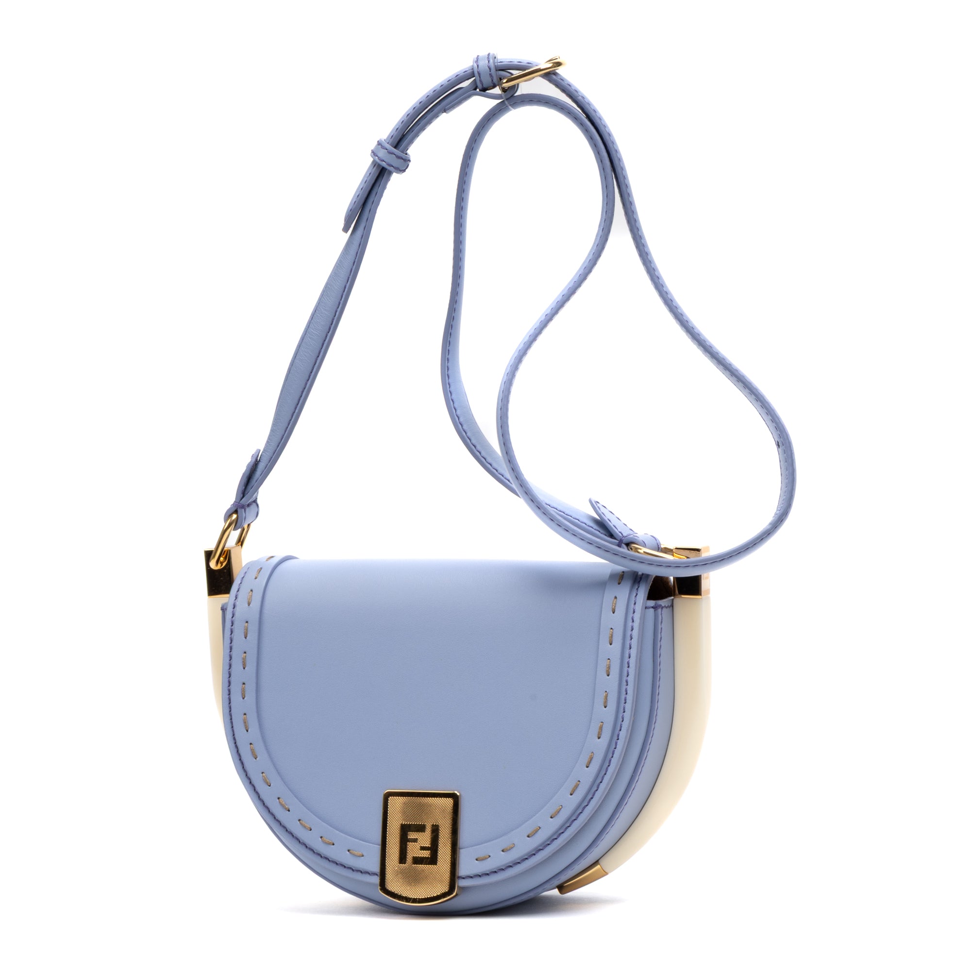 Shoulder Bag Moonlight Flap Crossbody Small Light Blue Smooth leather