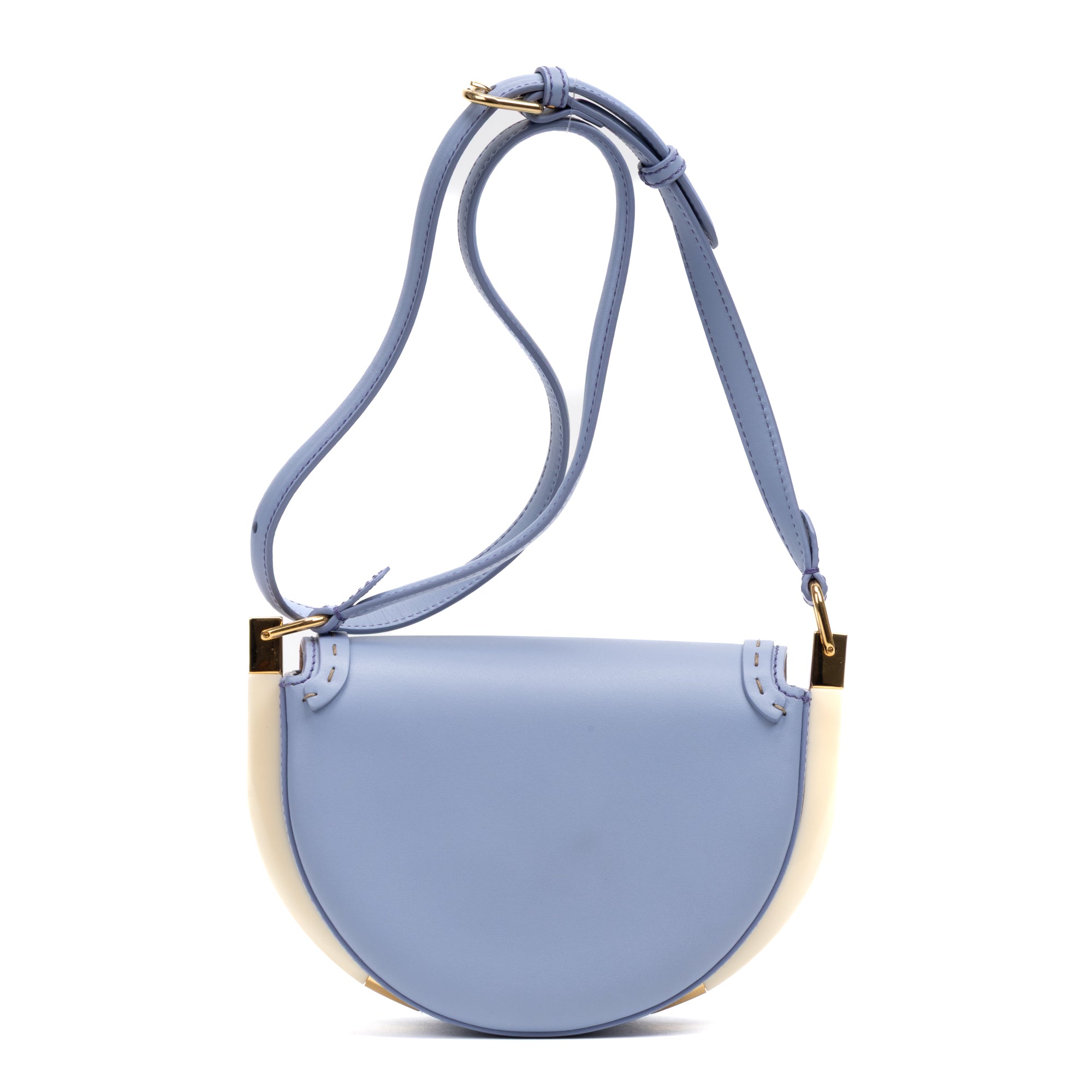 Shoulder Bag Moonlight Flap Crossbody Small Light Blue Smooth leather