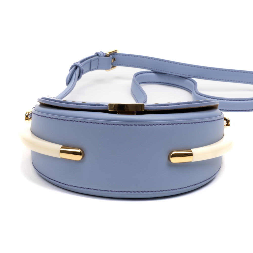 Shoulder Bag Moonlight Flap Crossbody Small Light Blue Smooth leather
