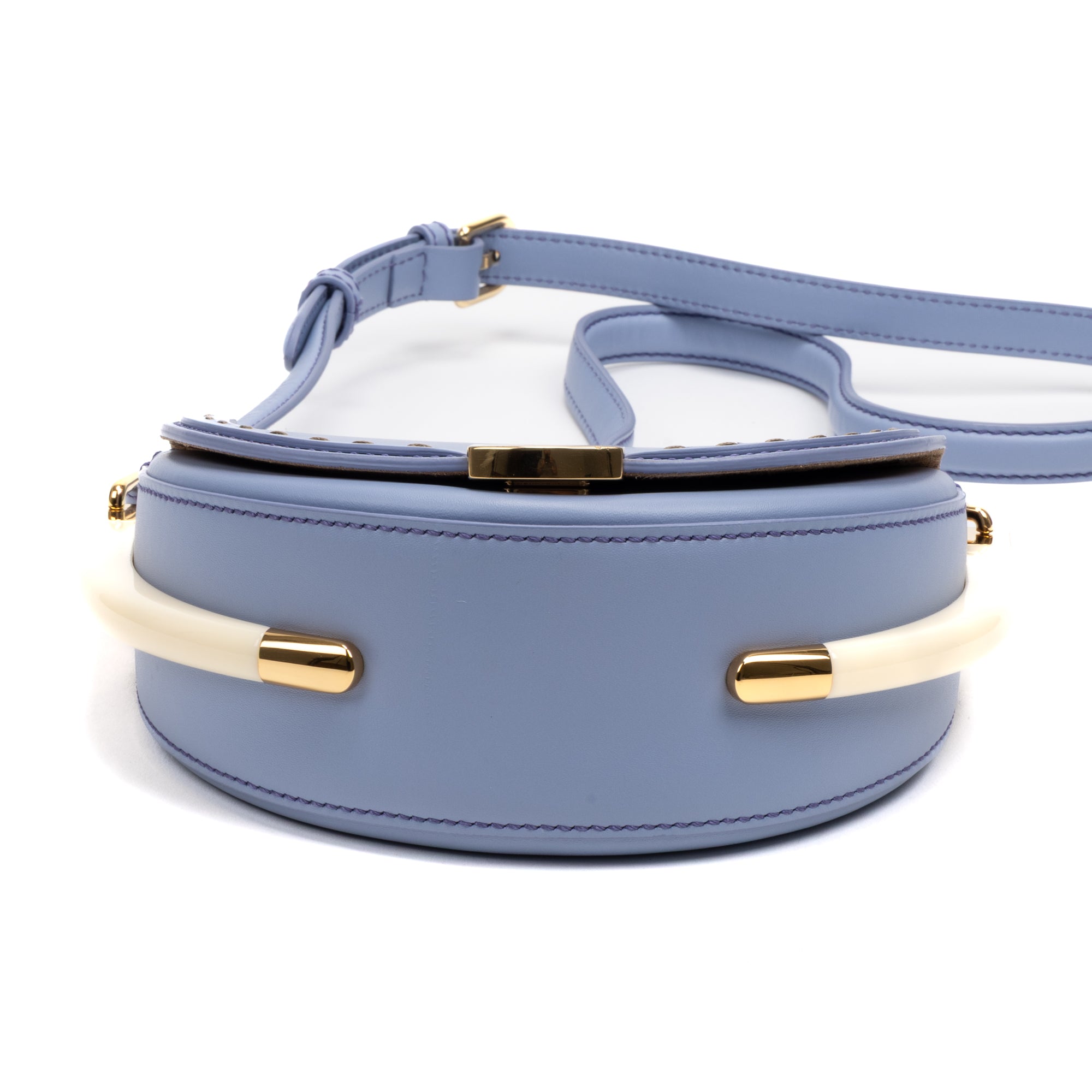Shoulder Bag Moonlight Flap Crossbody Small Light Blue Smooth leather