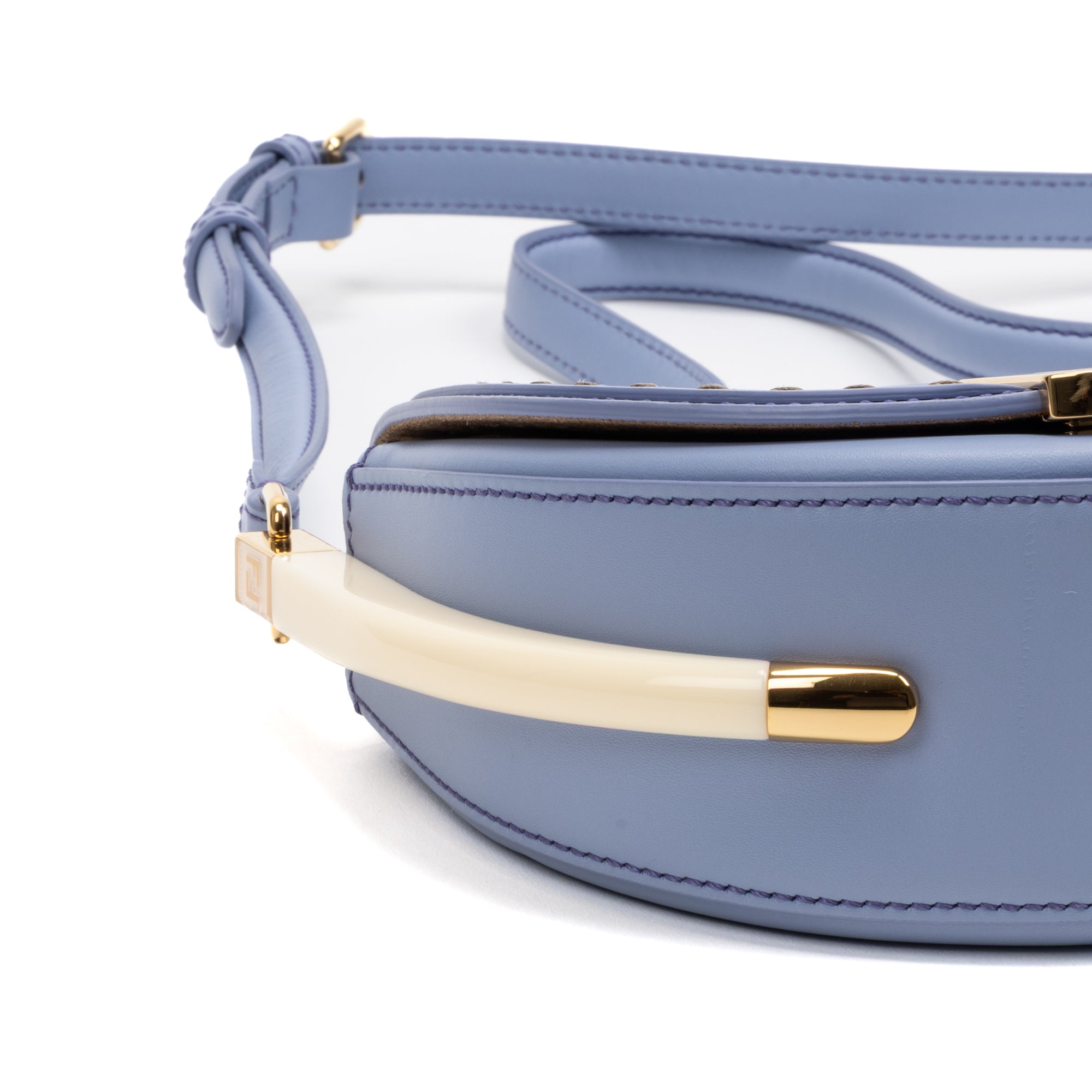 Shoulder Bag Moonlight Flap Crossbody Small Light Blue Smooth leather