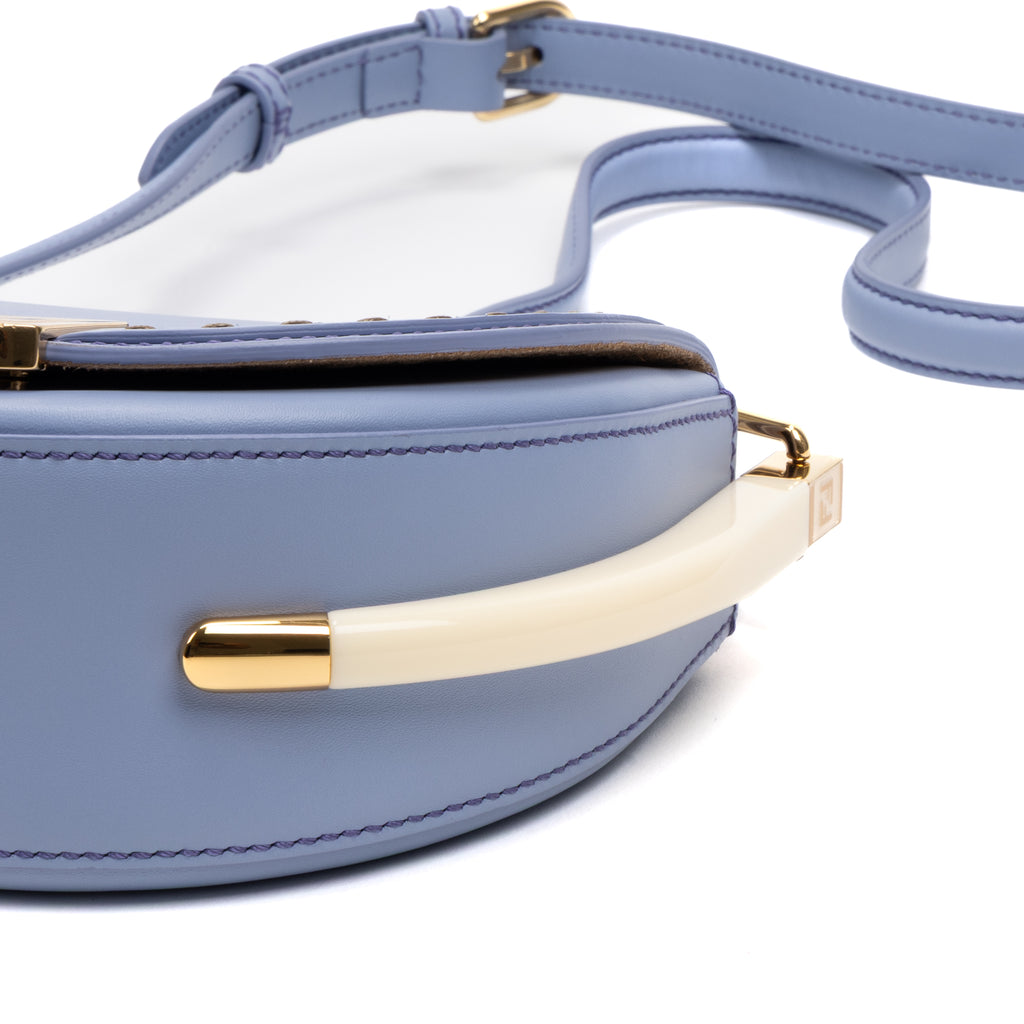 Shoulder Bag Moonlight Flap Crossbody Small Light Blue Smooth leather