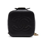 Shoulder Bag Chain Bar Vanity Case Small Black Quilted Lambskin