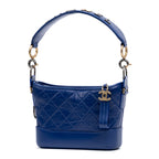 Shoulder Bag Gabrielle Hobo Bag Small Blue Quilted Aged Calfskin Leather