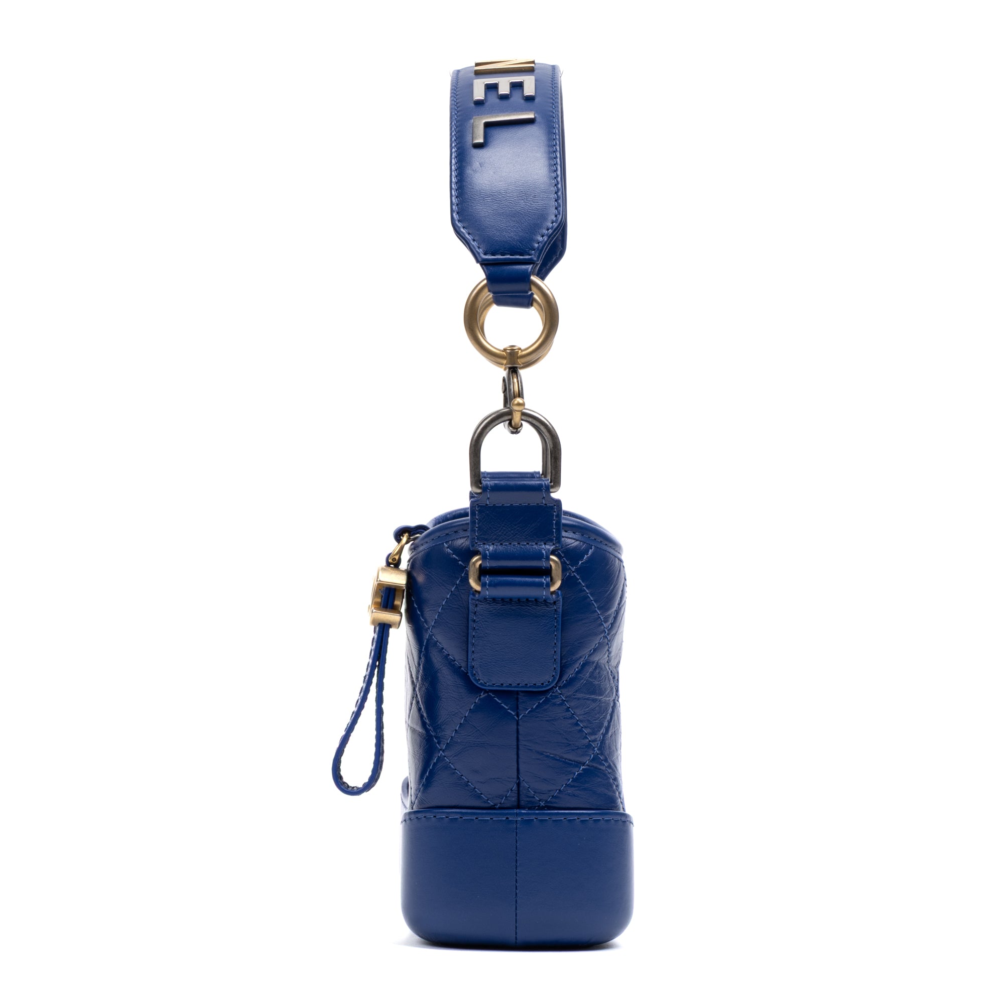 Shoulder Bag Gabrielle Hobo Bag Small Blue Quilted Aged Calfskin Leather
