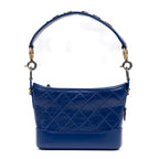 Shoulder Bag Gabrielle Hobo Bag Small Blue Quilted Aged Calfskin Leather
