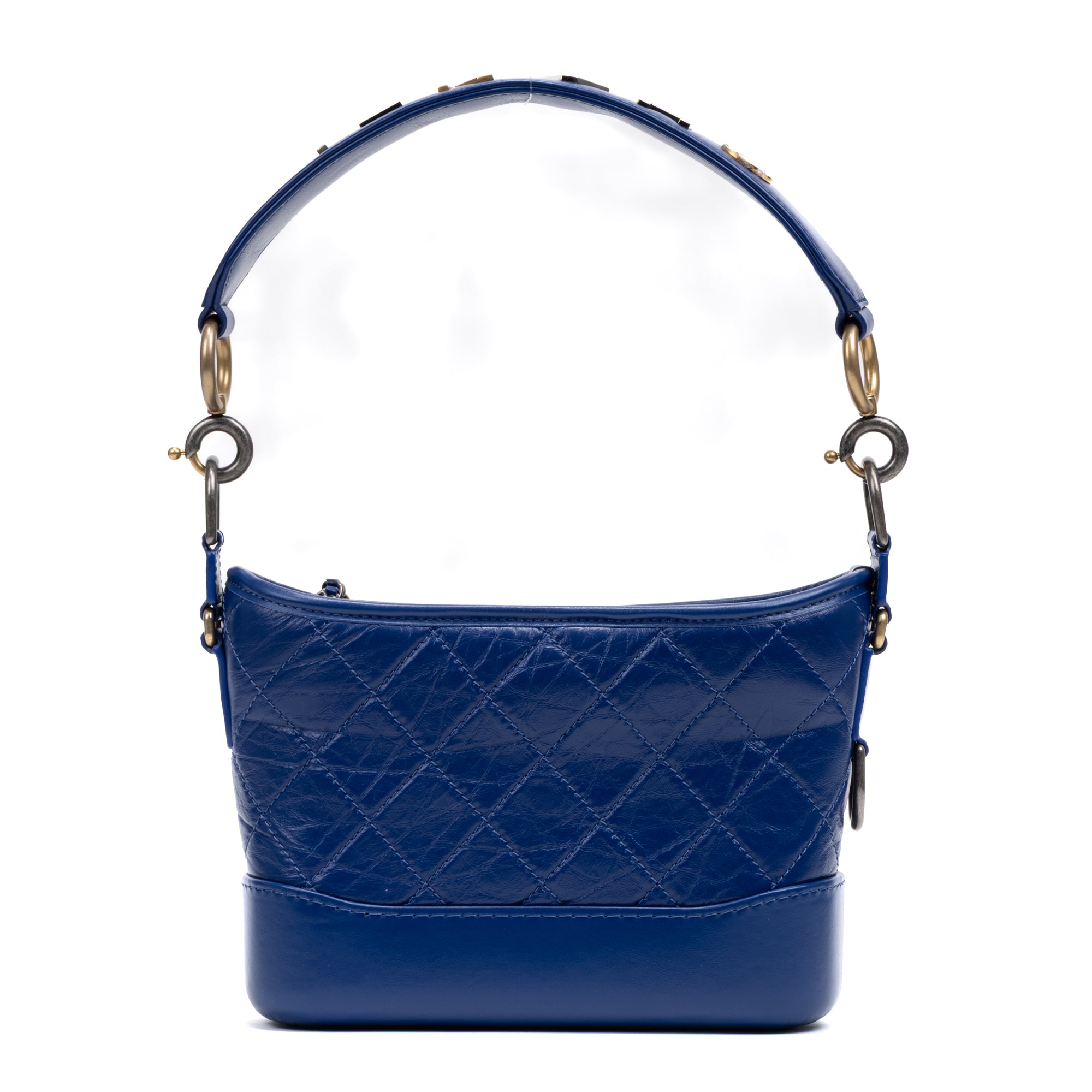 Shoulder Bag Gabrielle Hobo Bag Small Blue Quilted Aged Calfskin Leather