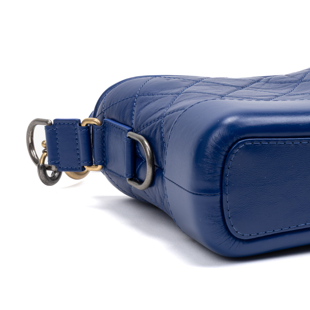 Shoulder Bag Gabrielle Hobo Bag Small Blue Quilted Aged Calfskin Leather