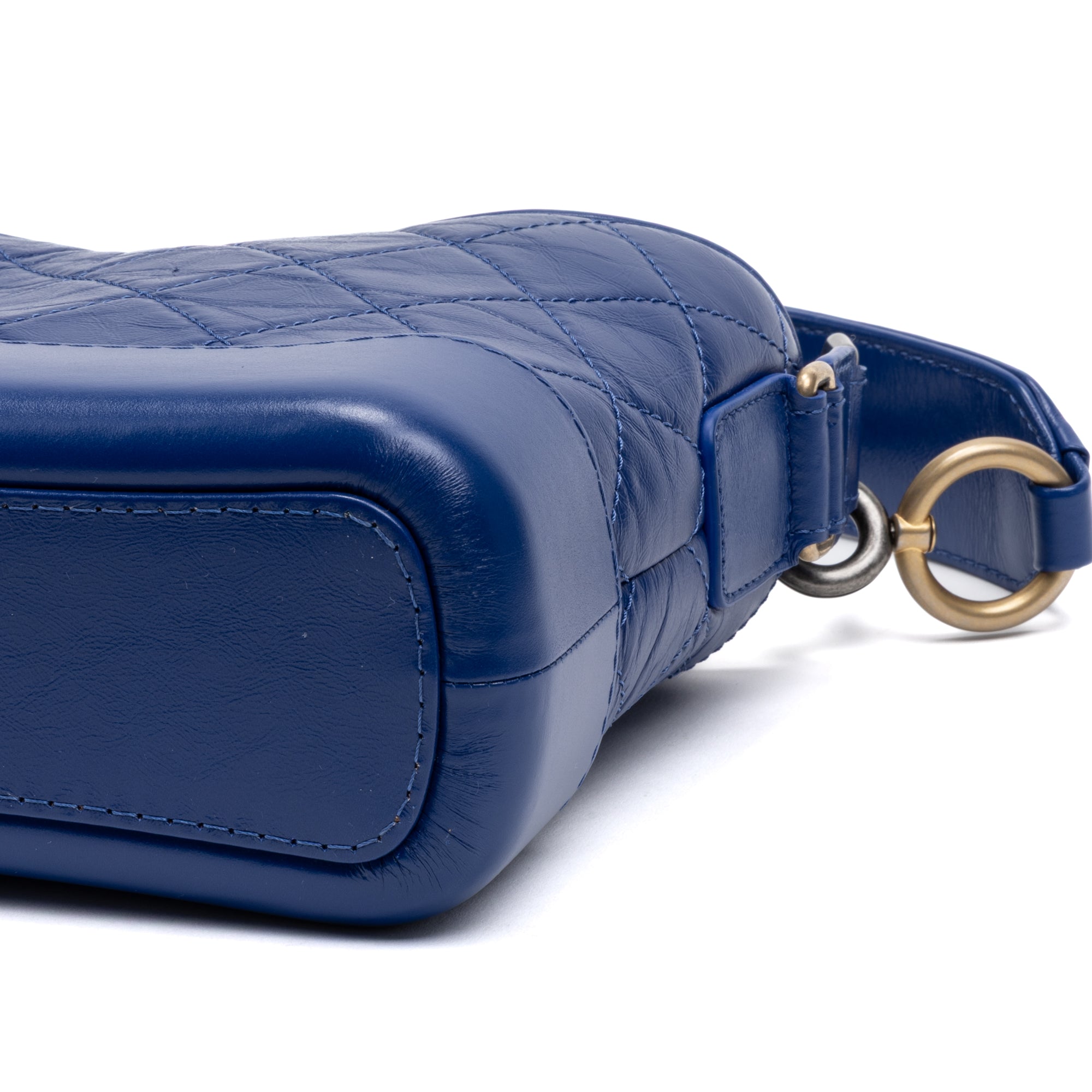Shoulder Bag Gabrielle Hobo Bag Small Blue Quilted Aged Calfskin Leather