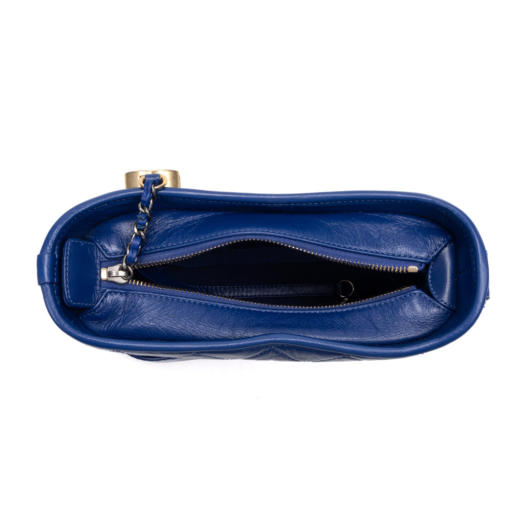 Shoulder Bag Gabrielle Hobo Bag Small Blue Quilted Aged Calfskin Leather
