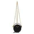 Shoulder Bag Mini Round Crossbody Mini Black Saffiano Leather
