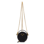 Shoulder Bag Mini Round Crossbody Mini Black Saffiano Leather