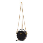 Shoulder Bag Mini Round Crossbody Mini Black Saffiano Leather