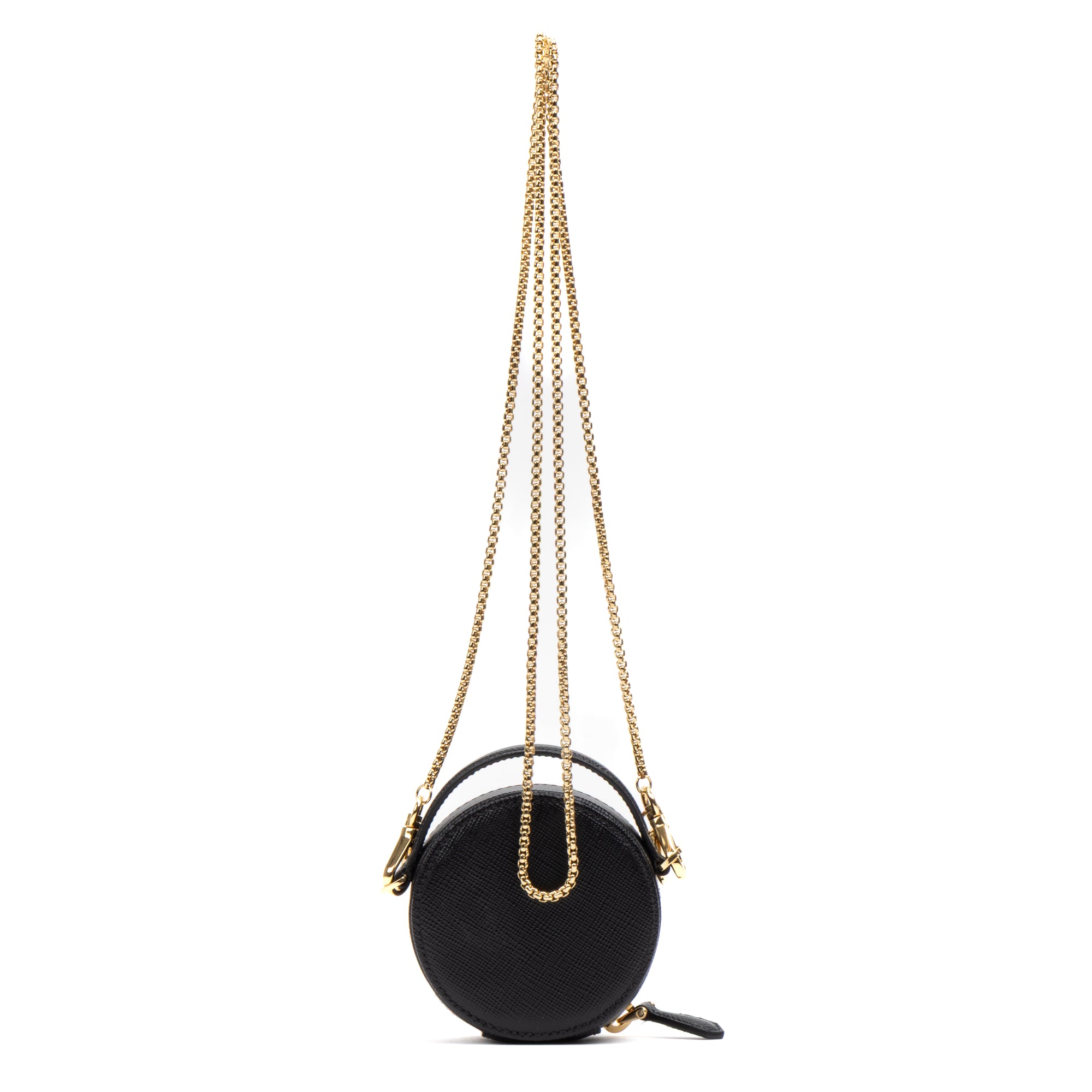 Shoulder Bag Mini Round Crossbody Mini Black Saffiano Leather