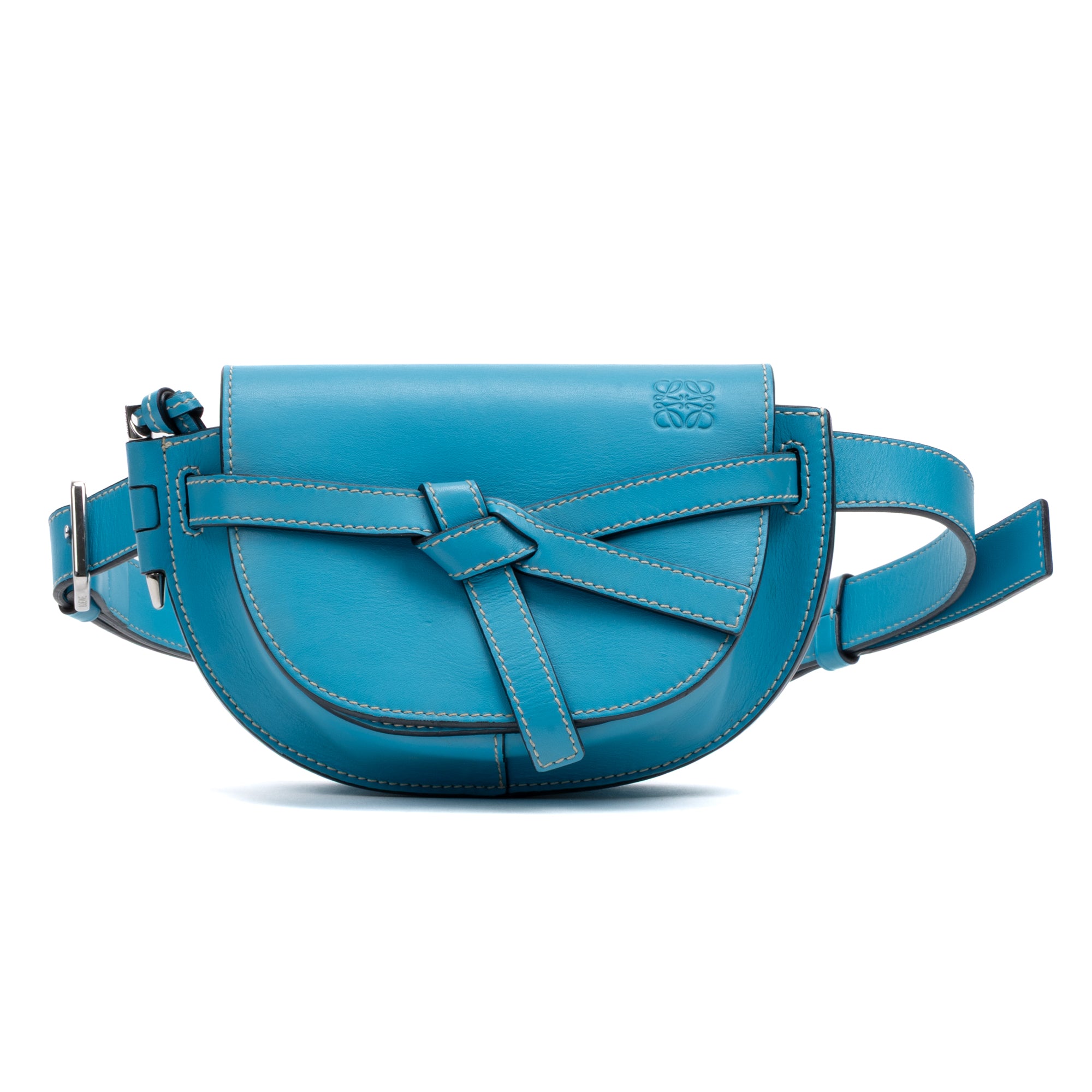Waist Bag Gate Belt Bag Mini Blue Smooth leather