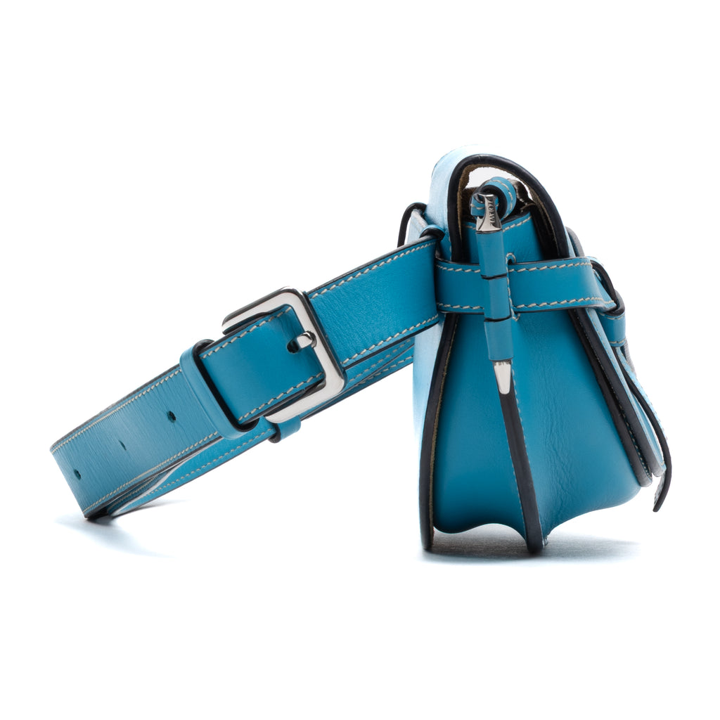 Waist Bag Gate Belt Bag Mini Blue Smooth leather