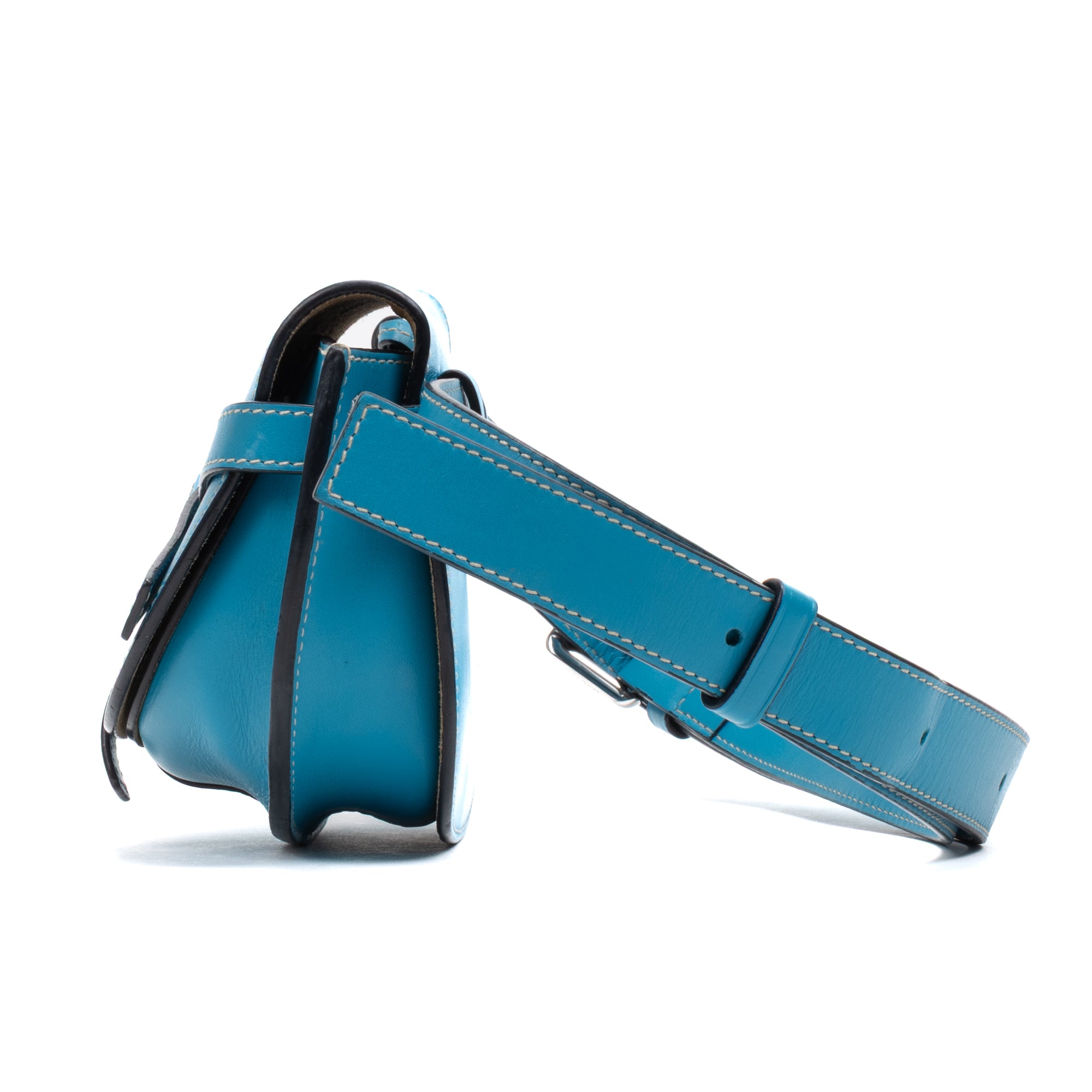 Waist Bag Gate Belt Bag Mini Blue Smooth leather