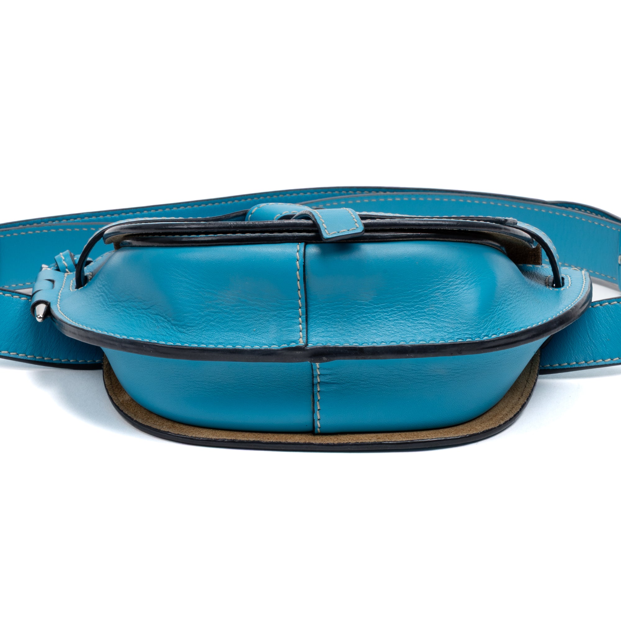 Waist Bag Gate Belt Bag Mini Blue Smooth leather