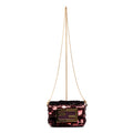 Shoulder Bag Chain Baguette Charm Bag Nano Maroon Sequins Canvas