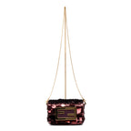 Shoulder Bag Chain Baguette Charm Bag Nano Maroon Sequins Canvas