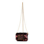 Shoulder Bag Chain Baguette Charm Bag Nano Maroon Sequins Canvas