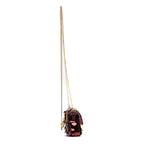 Shoulder Bag Chain Baguette Charm Bag Nano Maroon Sequins Canvas