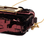 Shoulder Bag Chain Baguette Charm Bag Nano Maroon Sequins Canvas