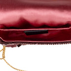 Shoulder Bag Chain Baguette Charm Bag Nano Maroon Sequins Canvas